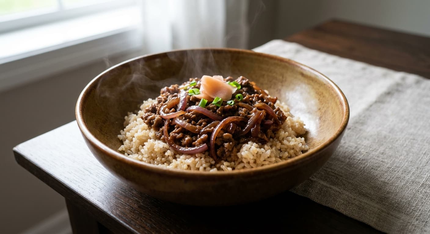 Gyudon (Light Japanese Beef Rice Bowl)
