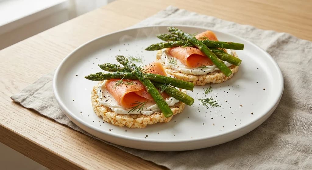 Asparagus & Smoked Salmon Rice Cakes