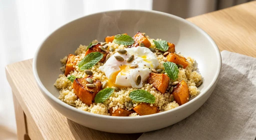 Australian Couscous Bowl with Egg and Pumpkin