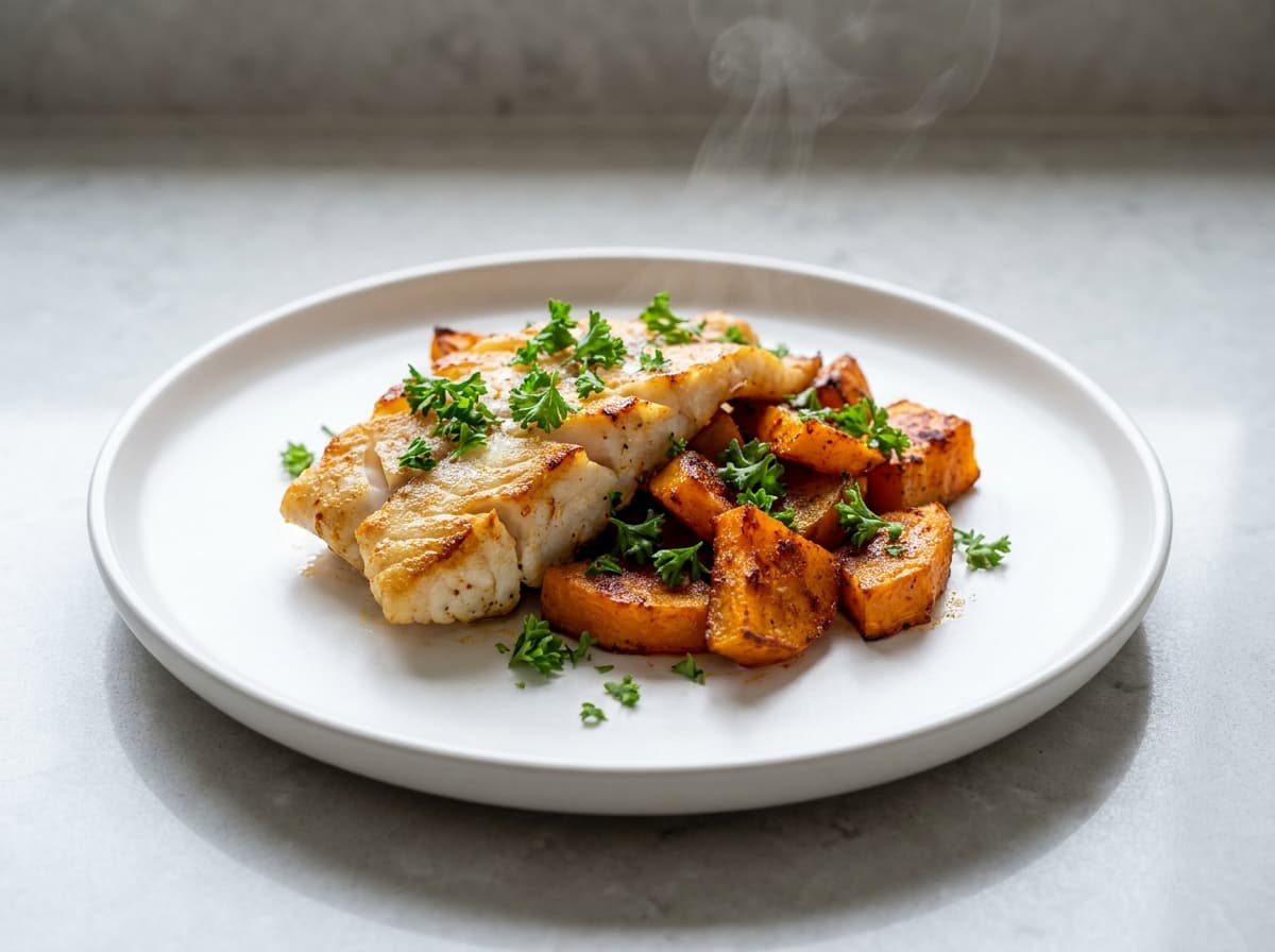 Baked Blue Grenadier with Roasted Pumpkin