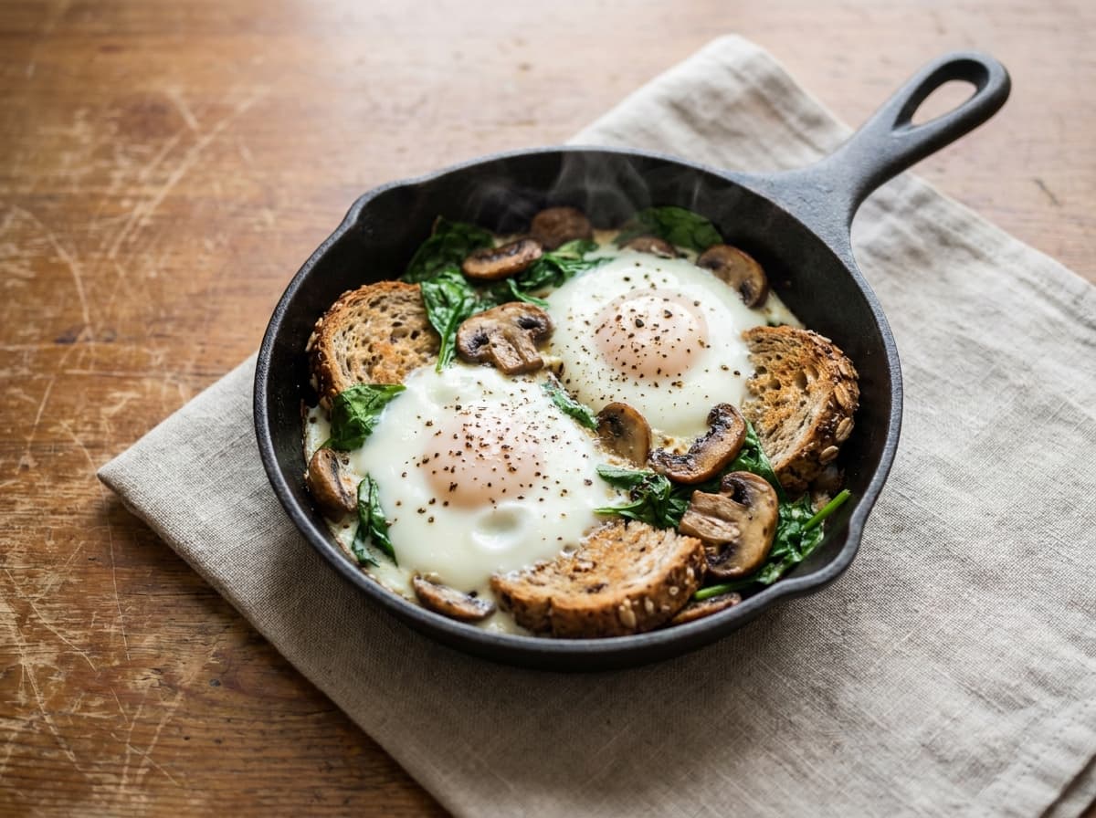 Baked Eggs with Spinach & Mushrooms
