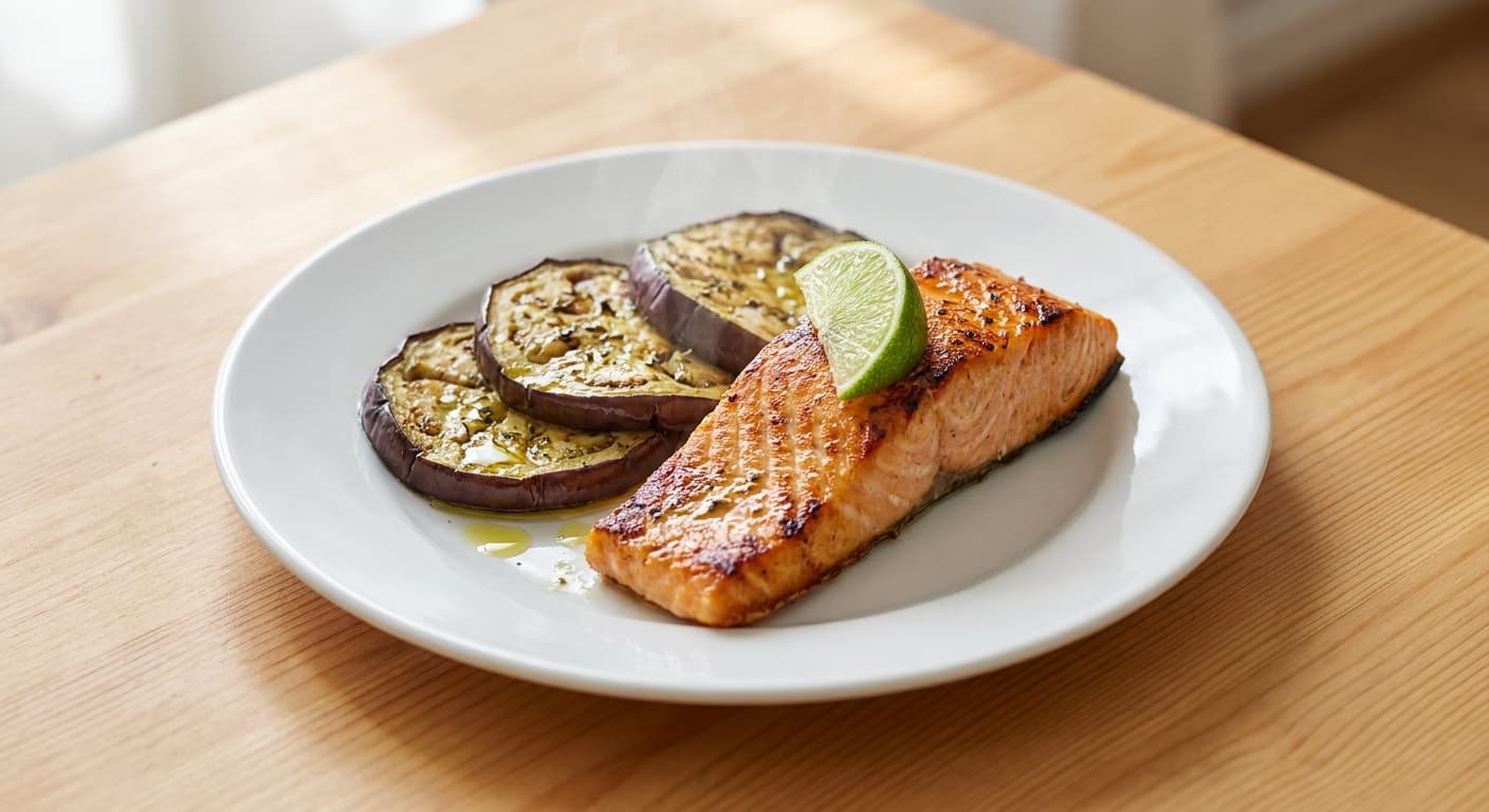 Baked Salmon with Eggplant