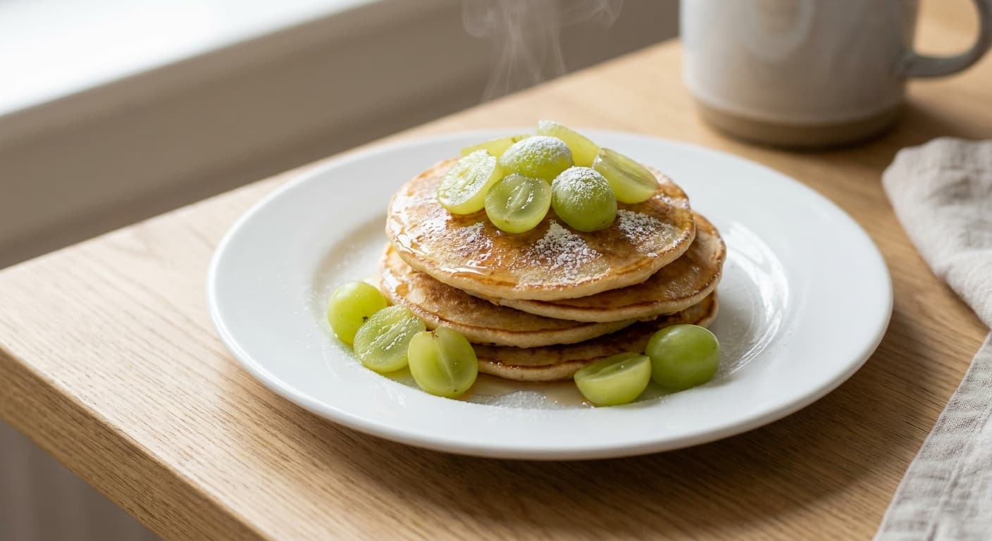 Banana Pancakes with Green Grapes