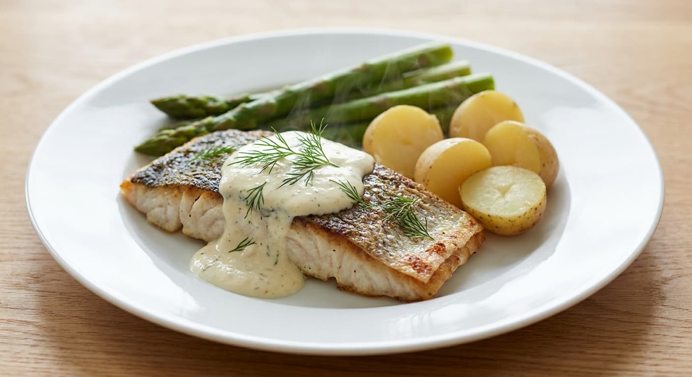 Barramundi with Lemon Yogurt Sauce