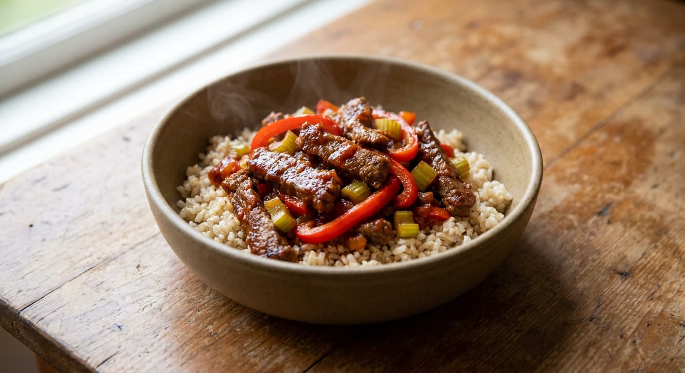 Beef and Bush Tomato Rice Bowl
