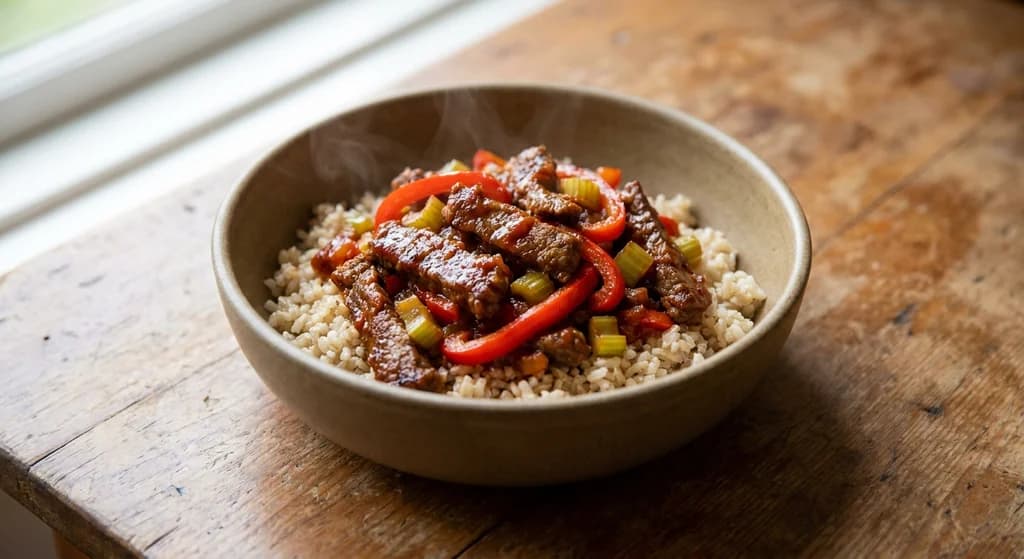 Beef and Bush Tomato Rice Bowl
