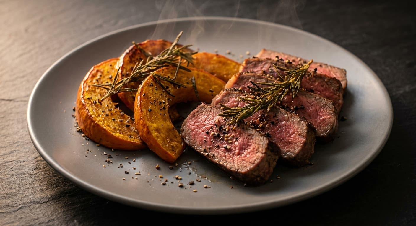 Beef and Pumpkin Steak Plate