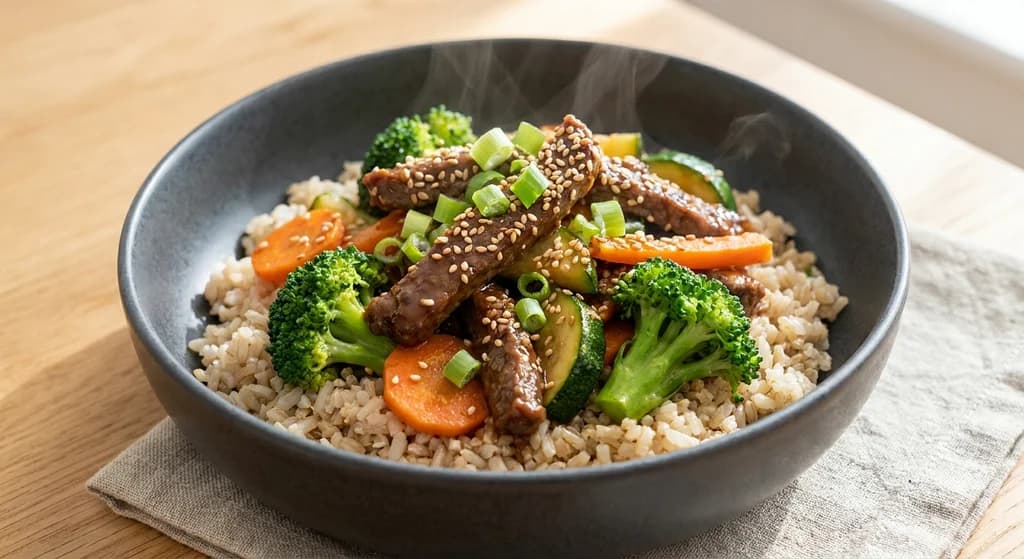 Beef and Vegetable Rice Bowl