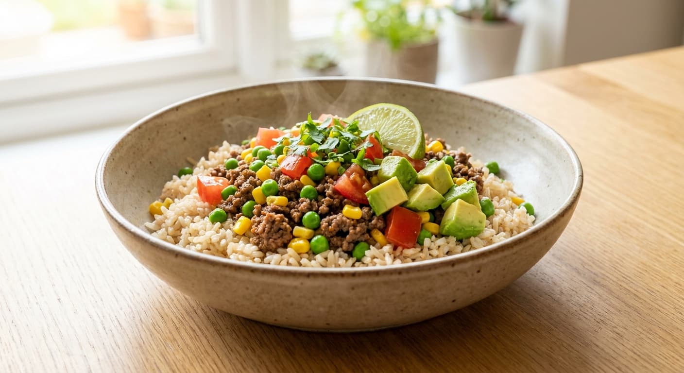 Beef, Pea & Rice Bowl