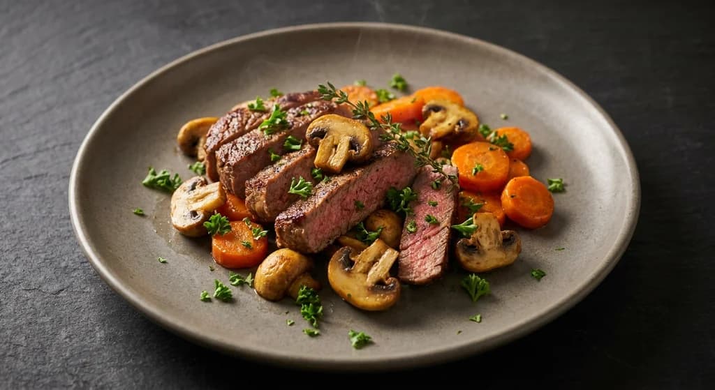 Beef Steak with Garlic Butter Mushrooms