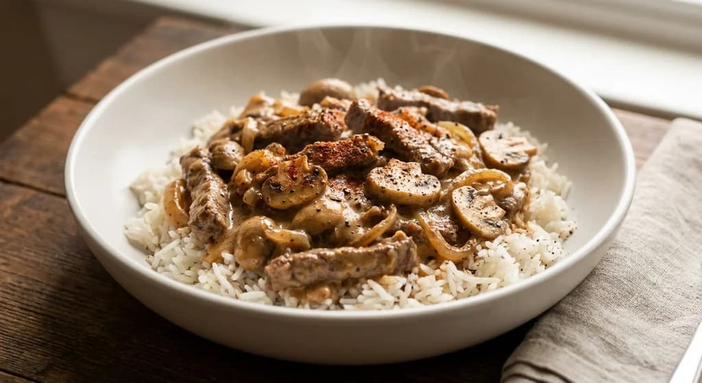 Beef Stroganoff & Rice