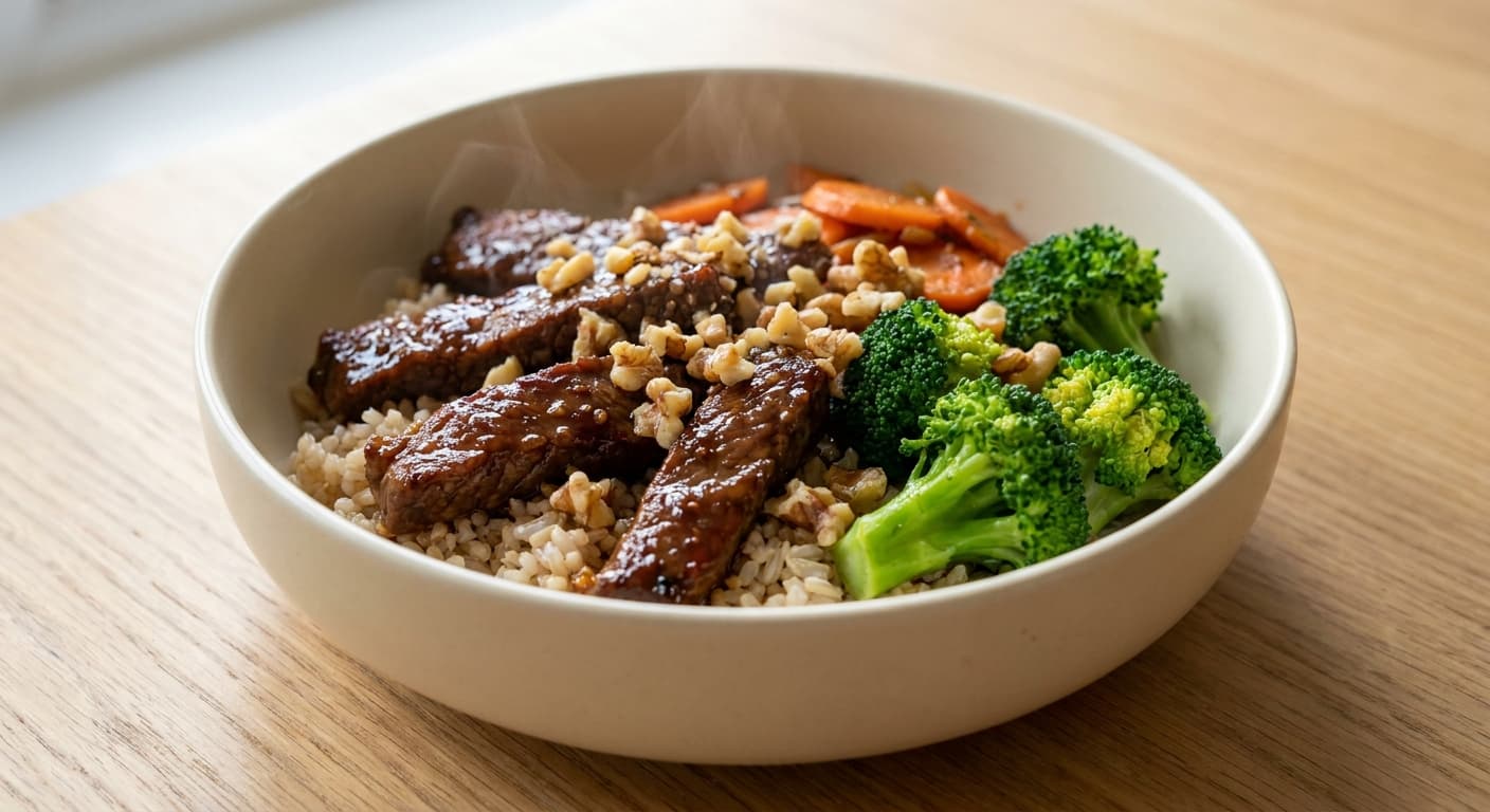 Beef & Walnut Rice Bowl