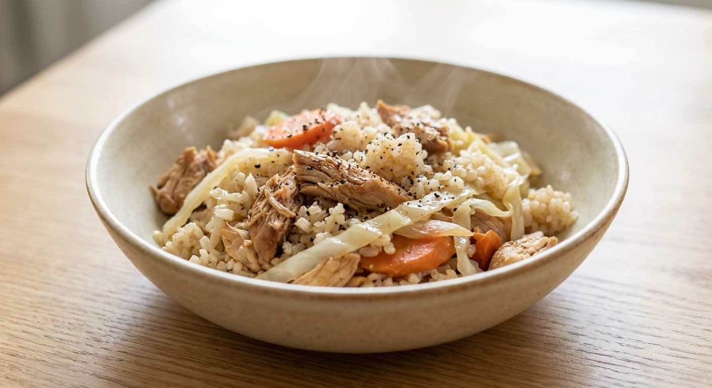 Brown Rice with Chicken and Cabbage