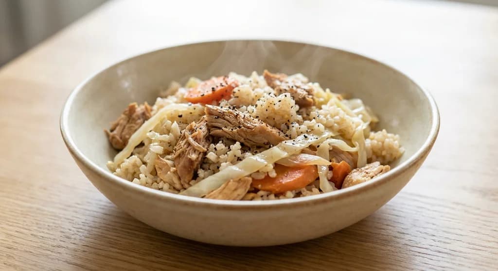 Brown Rice with Chicken and Cabbage