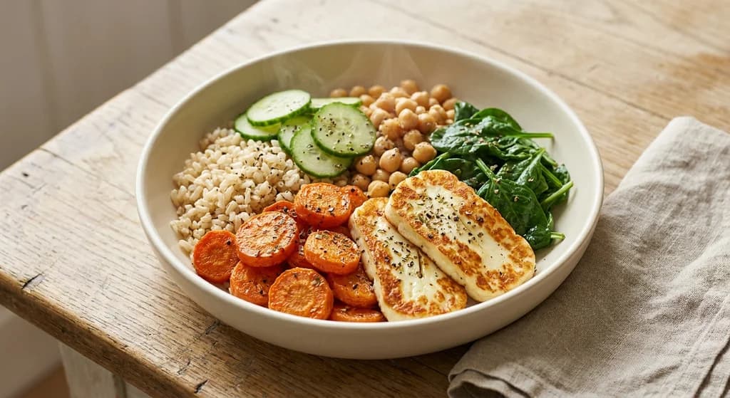 Carrot, Halloumi & Chickpea Bowl