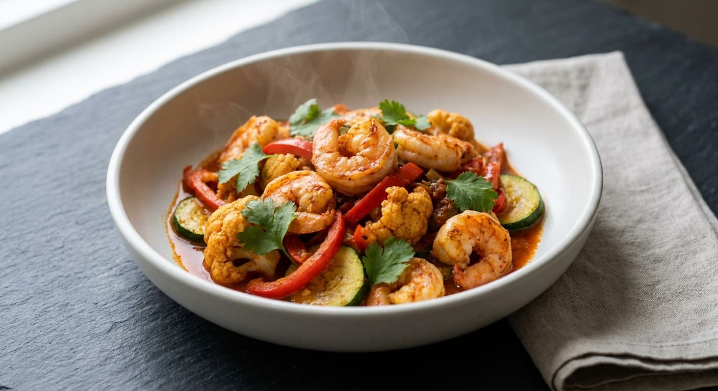Cauliflower and Prawn Coconut Stir-Fry