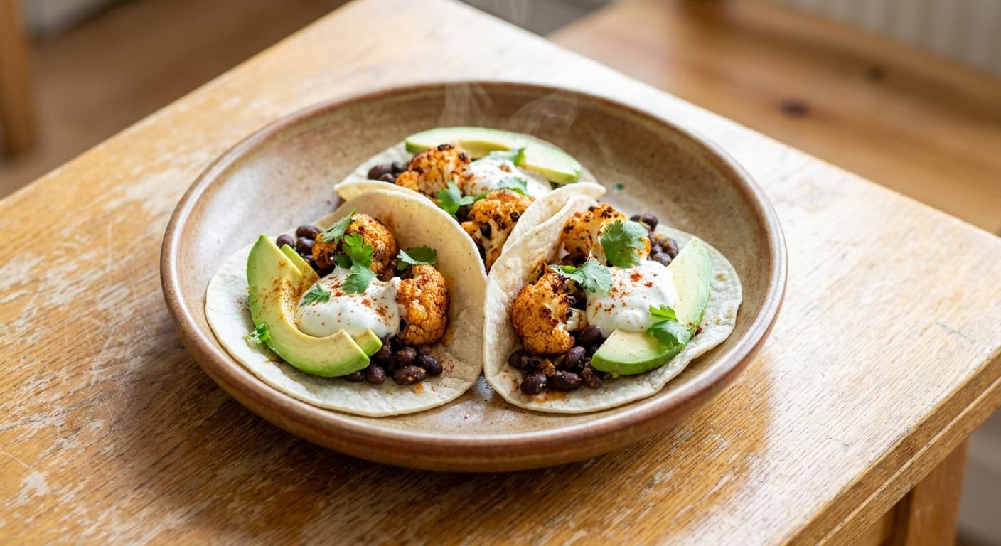 Cauliflower Tacos with Black Beans and Avocado
