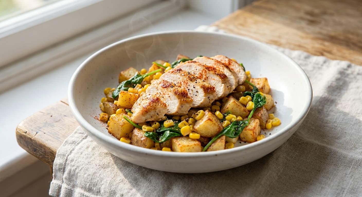 Chicken and Sweet Corn Potato Hash