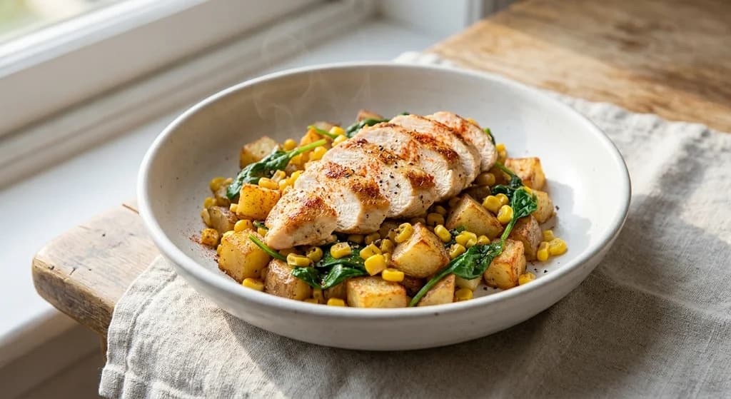 Chicken and Sweet Corn Potato Hash