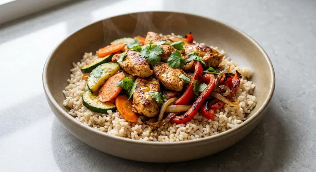 Chicken Fajita Bowl with Zucchini and Carrot