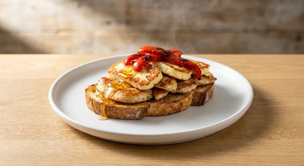 Chicken & Haloumi Sourdough Stack