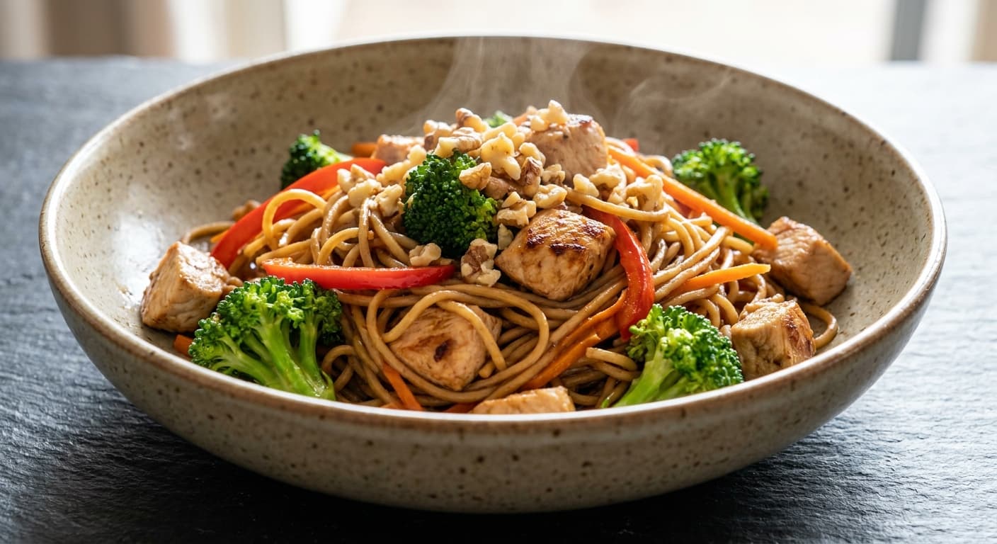 Chicken Noodles with Walnuts
