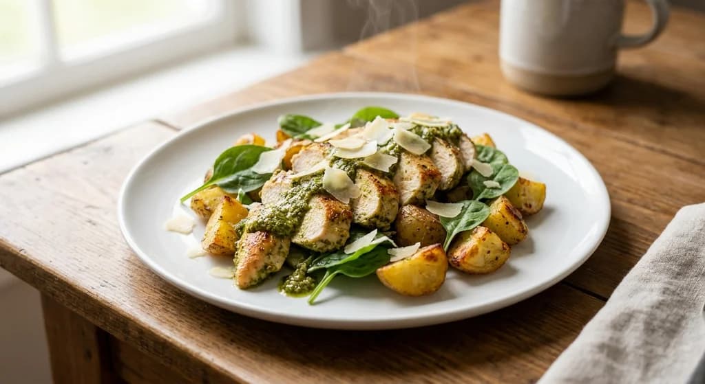 Chicken Pesto with Roasted Potatoes