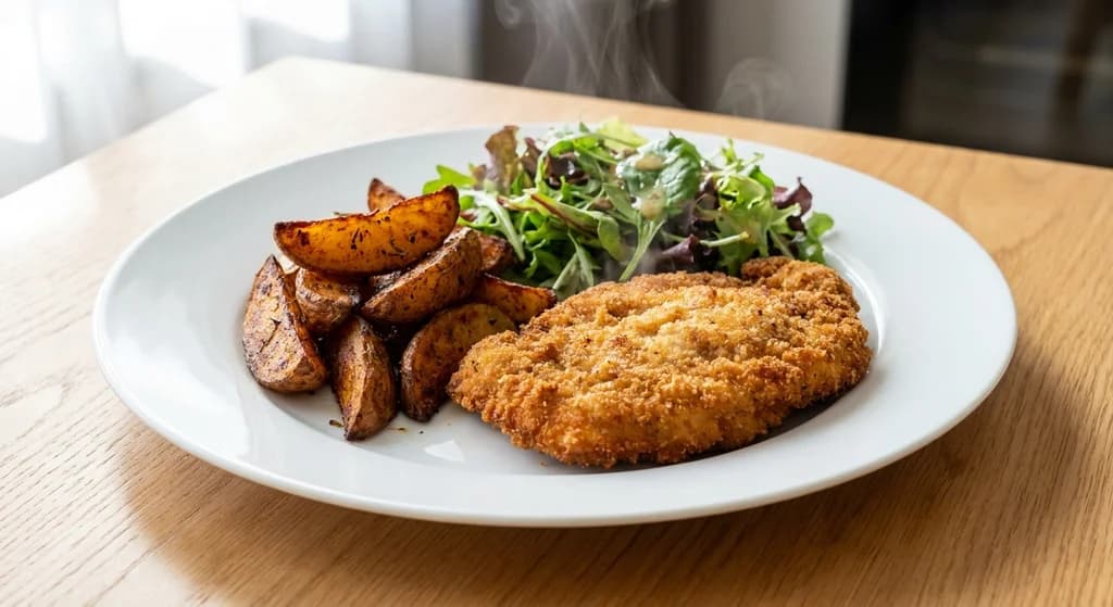 Chicken Schnitzel with Crispy Potatoes