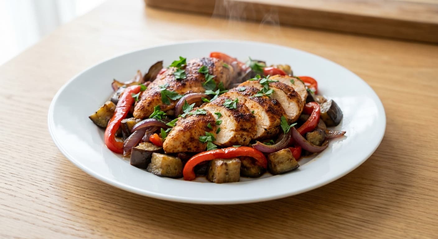 Chicken with Eggplant and Capsicum