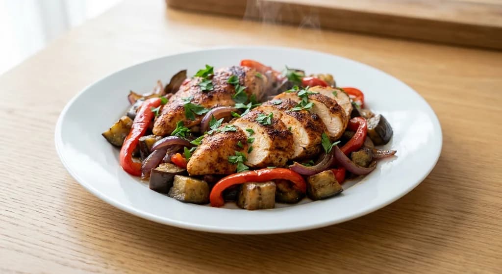 Chicken with Eggplant and Capsicum