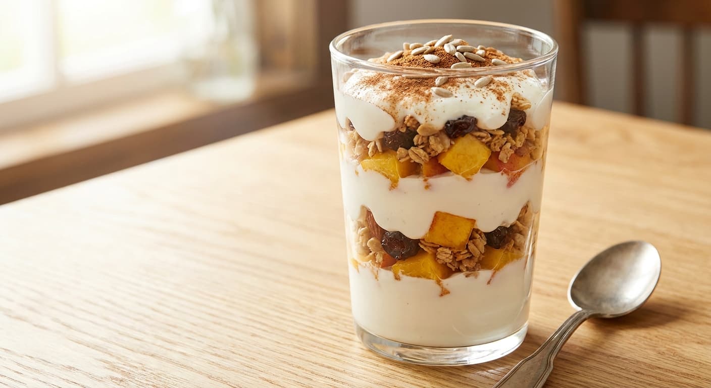 Cinnamon Peach & Granola Parfait