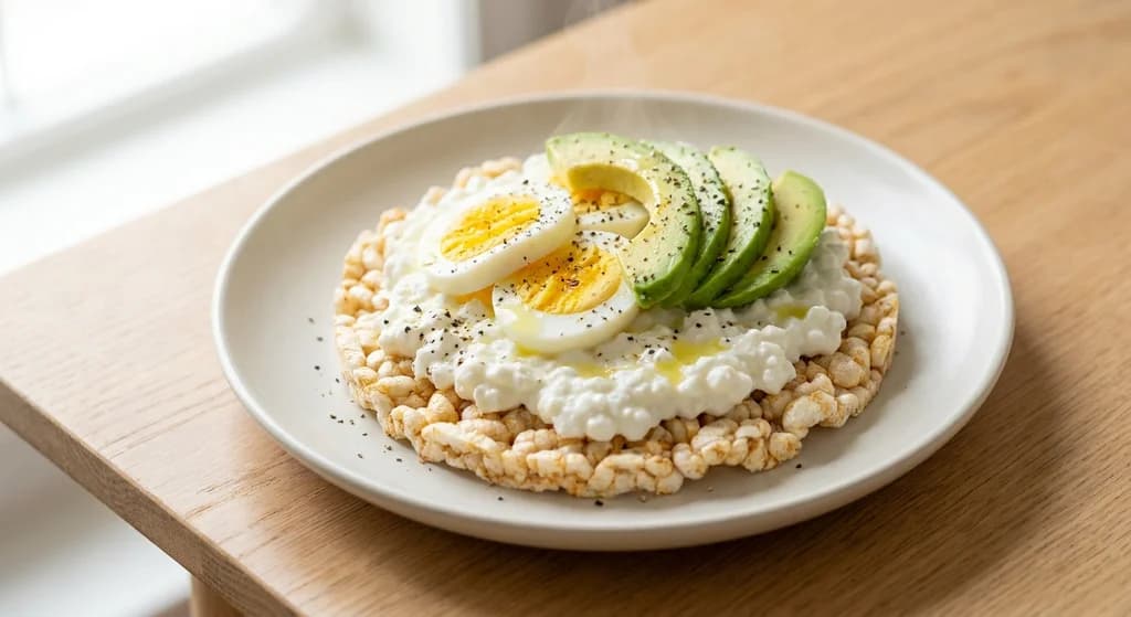Cottage Cheese & Boiled Egg Rice Cakes