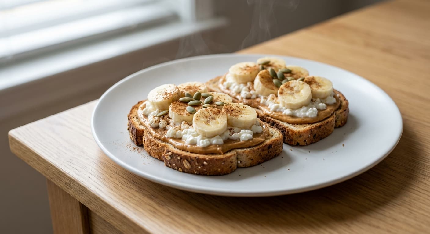 Cottage Cheese & Peanut Butter Banana Toast