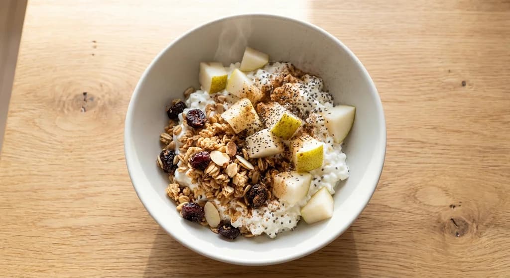 Cottage Cheese, Pear & Low Sugar Granola Bowl