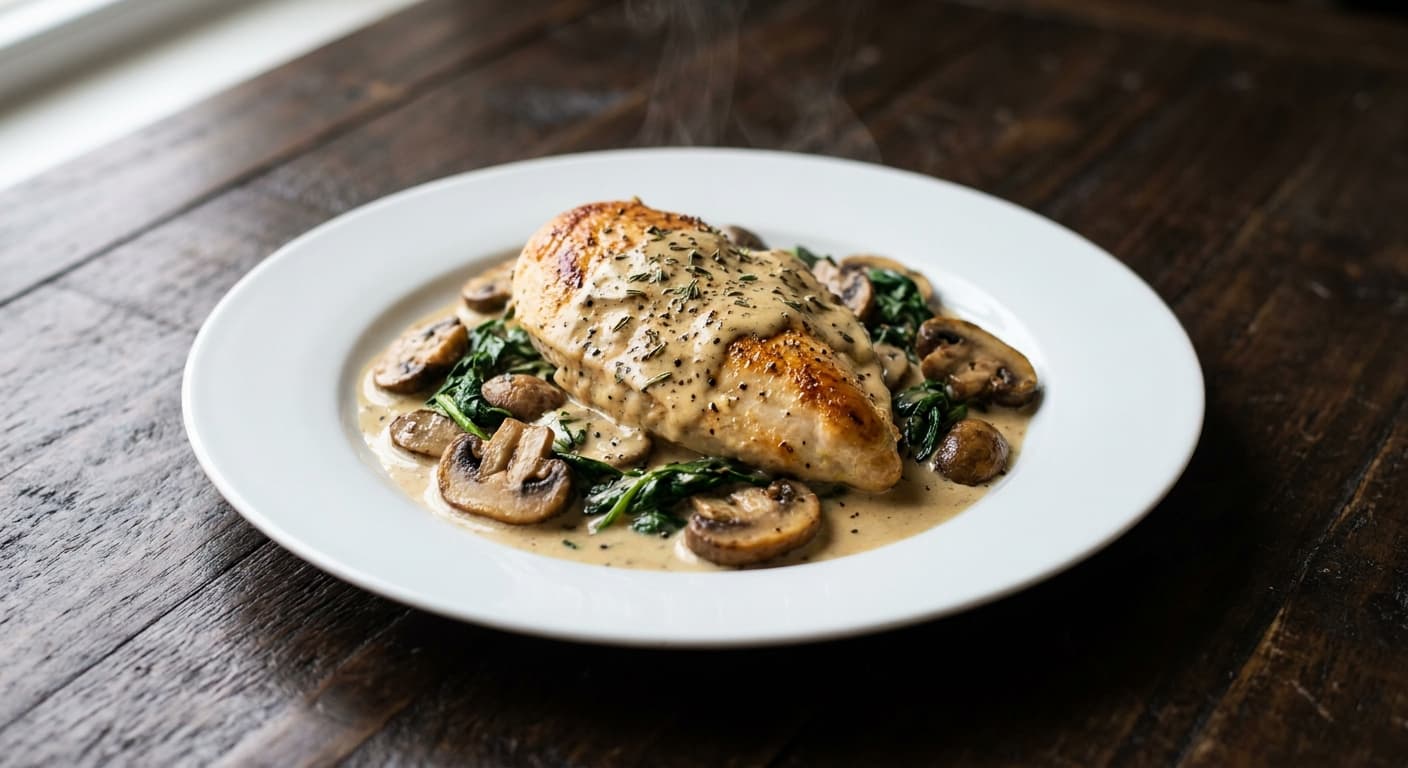 Creamy Dijon Chicken with Mushrooms & Spinach