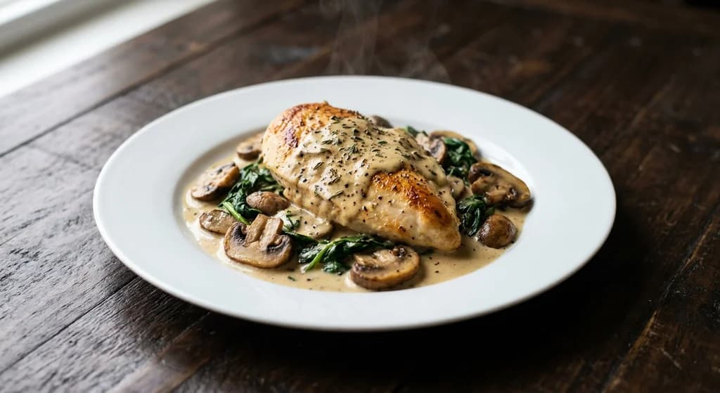 Creamy Dijon Chicken with Mushrooms & Spinach