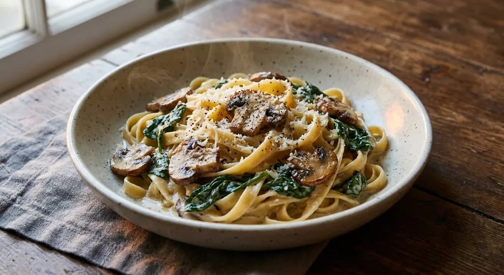 Creamy Mushroom & Spinach Pasta