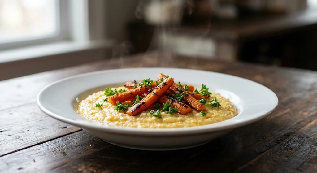 Creamy Polenta with Roasted Carrots