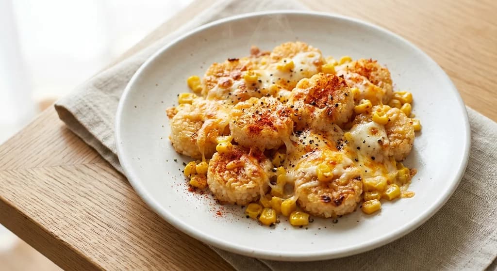 Crispy Corn & Cheese Rice Cakes
