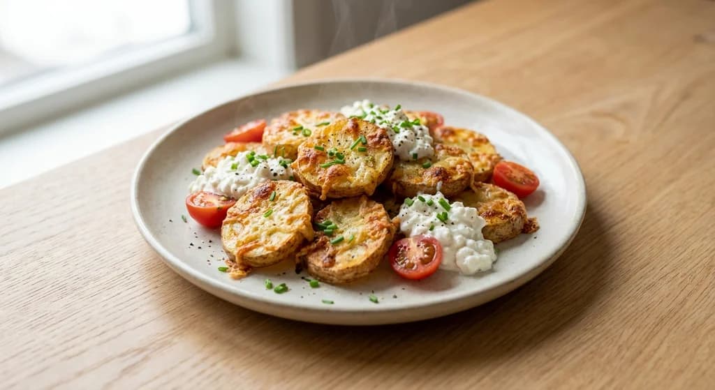 Crispy Parmesan Potato Rounds with Cottage Cheese