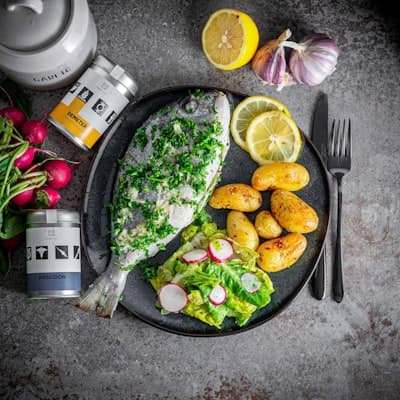 Crispy Skin Barra & Gold Mash