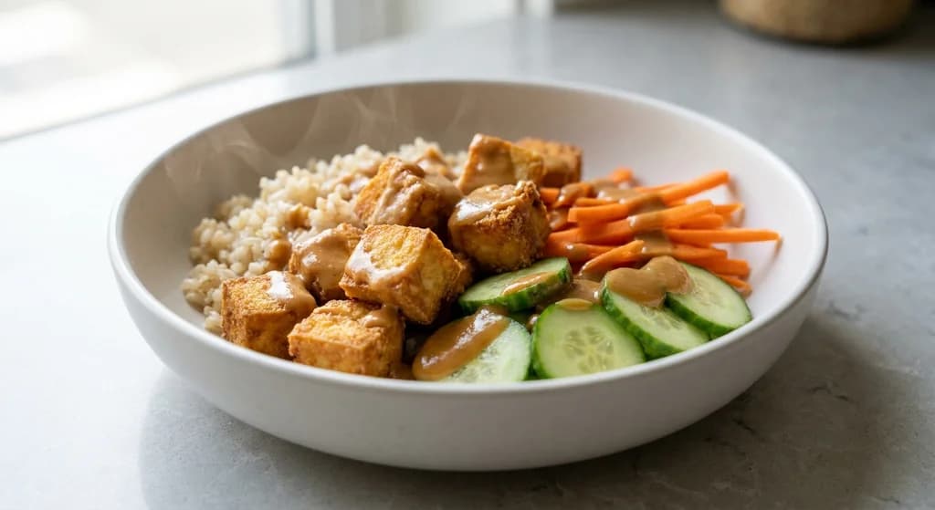 Crispy Tofu with Peanut Sauce
