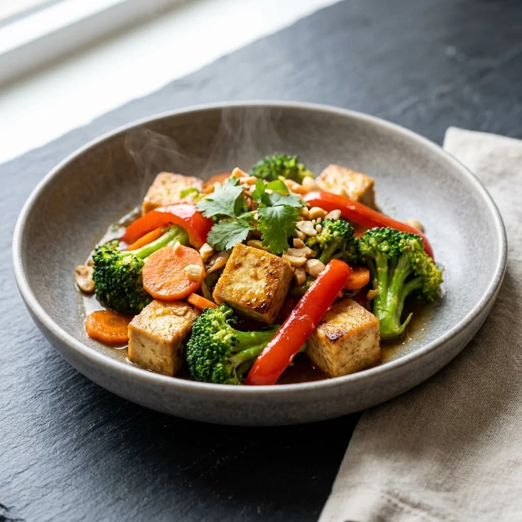 Crispy Tofu with Thai-Style Vegetables