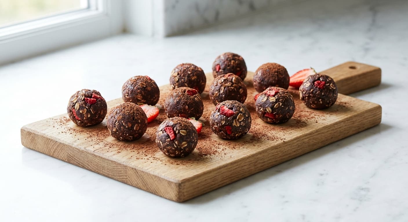 Dark Chocolate Strawberry Energy Bites