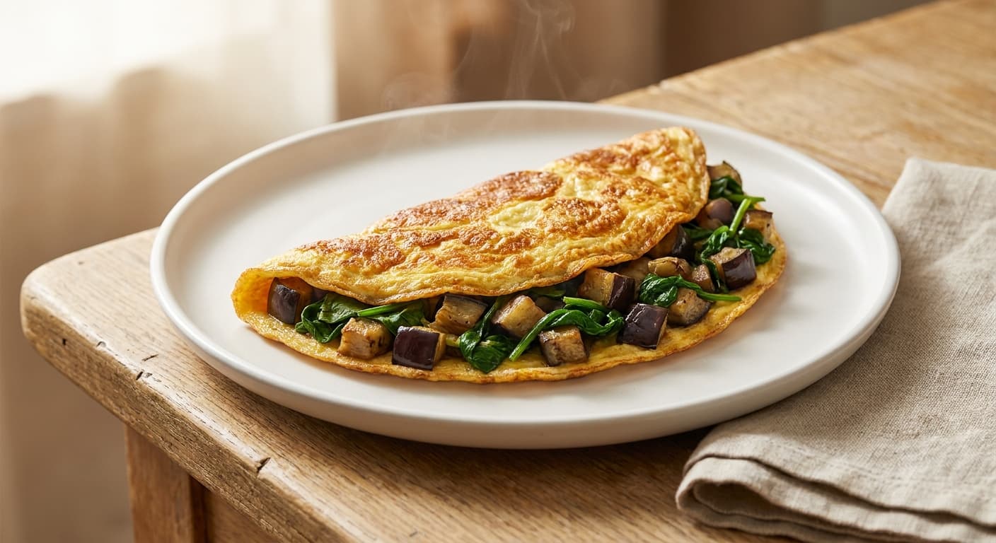 Eggplant and Spinach Omelette