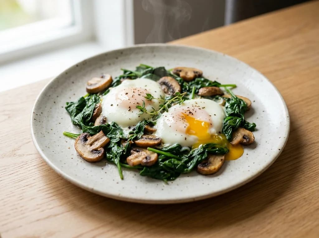 Eggs with Spinach and Mushrooms