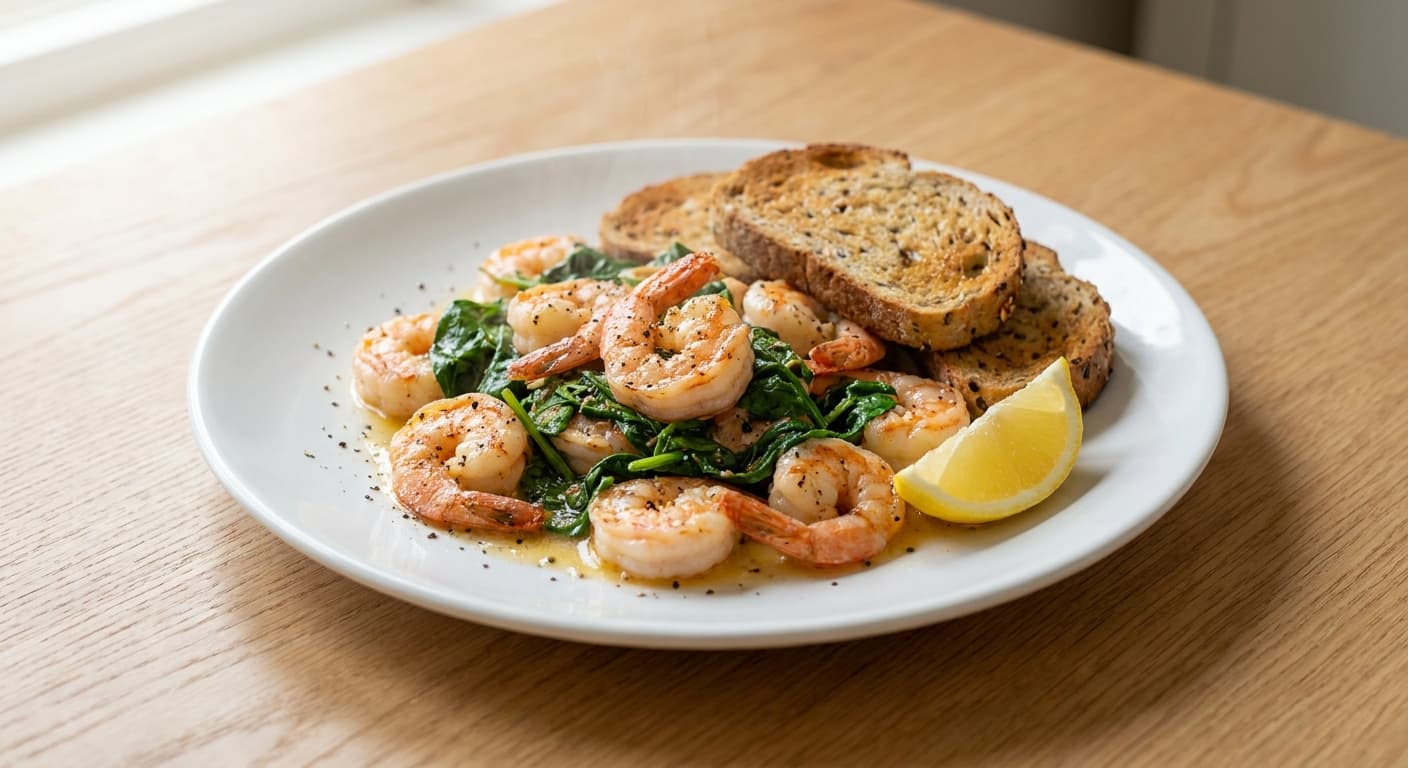 Garlic Butter Shrimp with Spinach