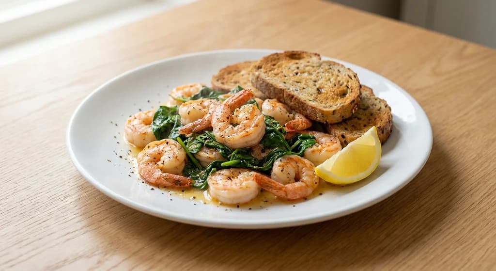 Garlic Butter Shrimp with Spinach
