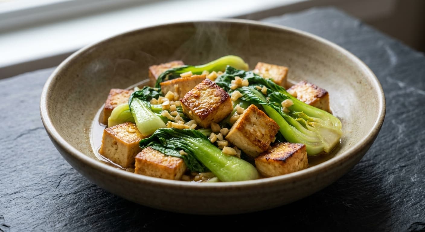 Garlic Ginger Tofu with Bok Choy