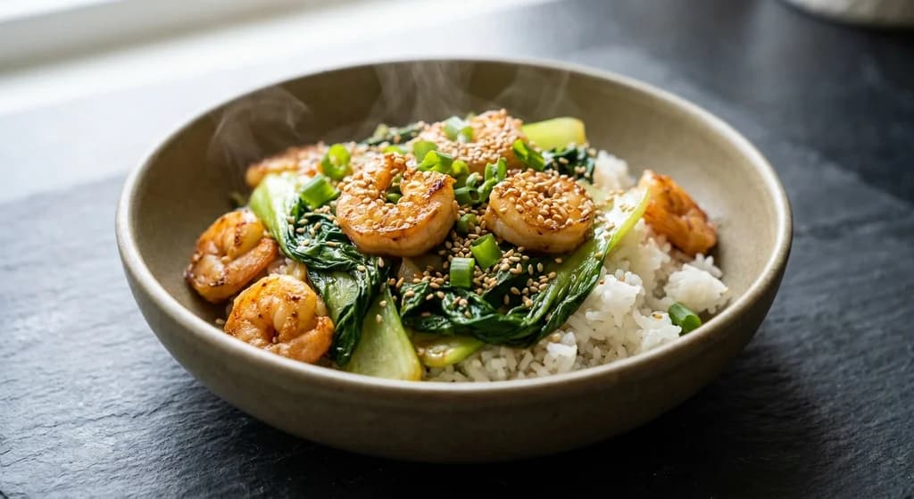 Garlic Shrimp Stir-Fry with Rice